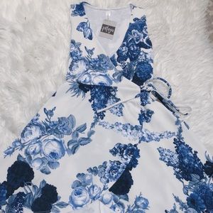 Blue Floral Wrap Dress!